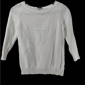 Talbots White Nautical Anchor Sweater